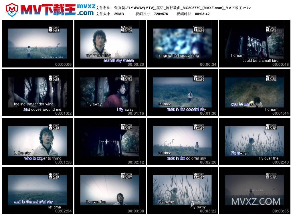 张真贺-FLY AWAY(MTV)_英语_流行歌曲_MC805779